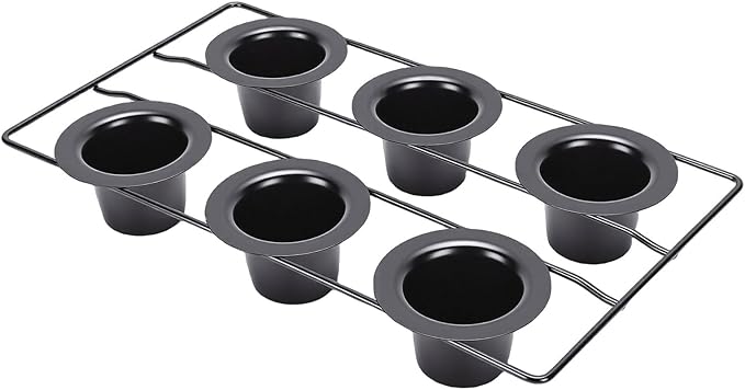 LICAEVEY Professional 6 Cup Popover Pan, Deep Non Stick Carbon Steel Bakeware for Yorkshire Pudding & Muffins, Dishwasher Safe Easy Clean Baking Pan
