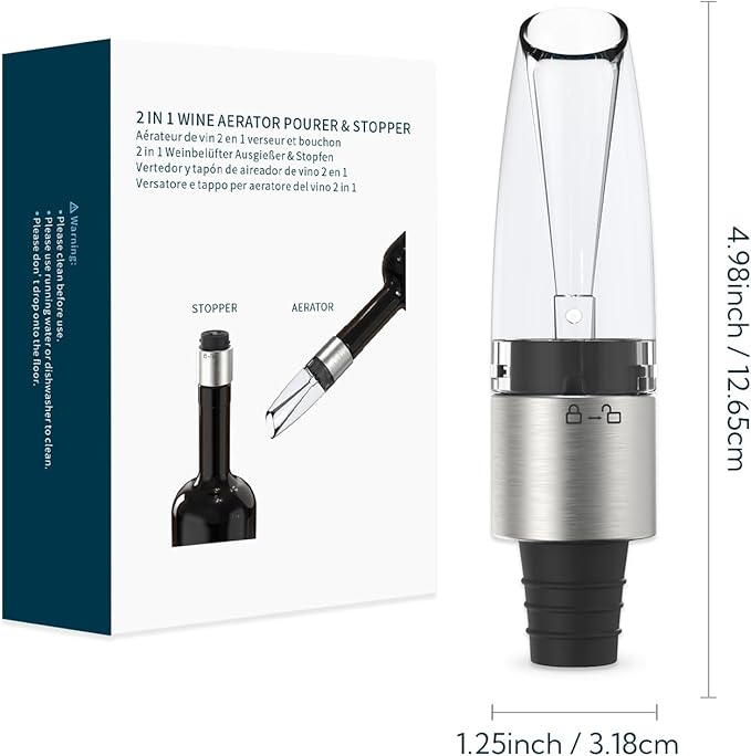KITCHENDAO Detachable Wine Aerator and 2-in-1 Wine Aerator Pourer & Stopper