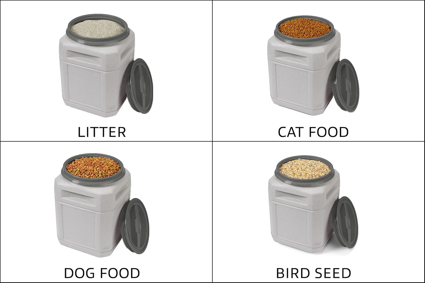 Mighty Tuff Airtight Dog Food Storage Container – 10 Gal, up to 40 lb Capacity – Cat and Dog Food Container with Twist Lid & Handles – BPA-Free, Made in USA
