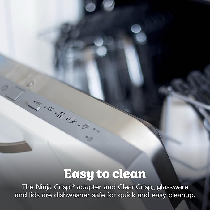 Ninja Crispi 4-in-1 Glass Air Fryer | 450°F | Non-Toxic | 4QT & 6-Cup Glass Containers w/Lids | Microwave, Freezer, Dishwasher Safe | Max Crisp, Air Fry, Bake, Recrisp | Cyberspace Gray, FN101GY