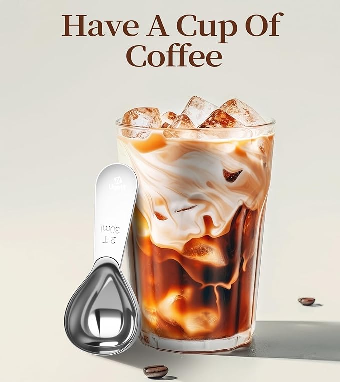 Ugotit Coffee Scoop for Ground Coffee, 2 Tablespoon Measuring Scoop, Stainless Steel Coffee Scoop Heavy-Duty Short Handle Fits Canisters for Coffee Beans, Protein Powder, Espresso (2 Pack)