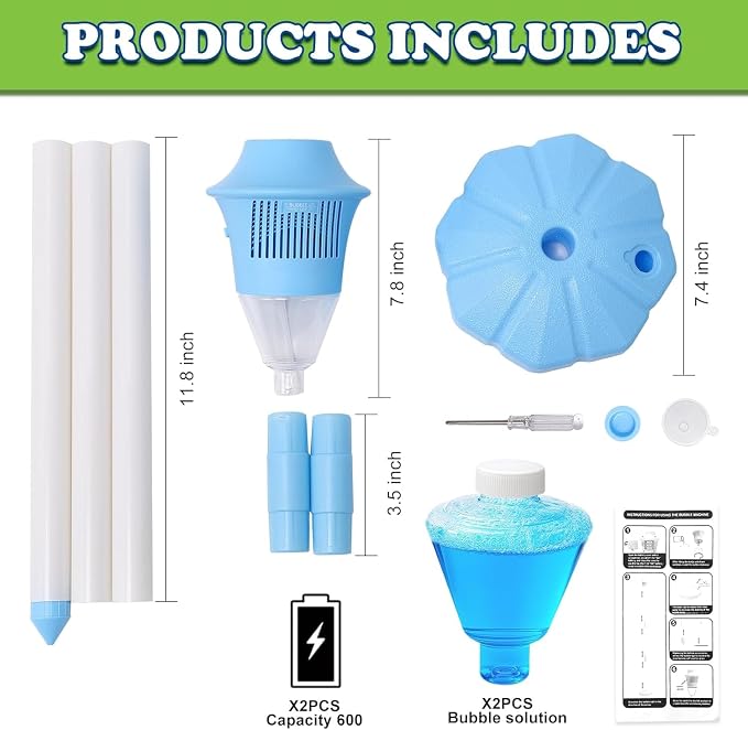 Bubble Machine for Kids, Automatic Standing Bubble Maker Machine Height Adjustable Up to 47 Inches Outdoor Battery Bubble Machine with Light/Music for Toddlers Birthday Party Gifts