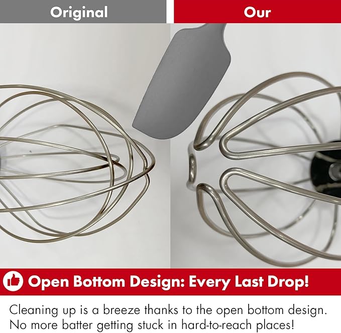 Heavy Duty Whisk Attachment for KitchenAid Artisan Mini 3.5 Quart Tilt-Head Stand Mixers- Extra Thick Stainless Steel Wire Whip for Fast Whipping, Perfect for Large Batches, Dishwasher Safe