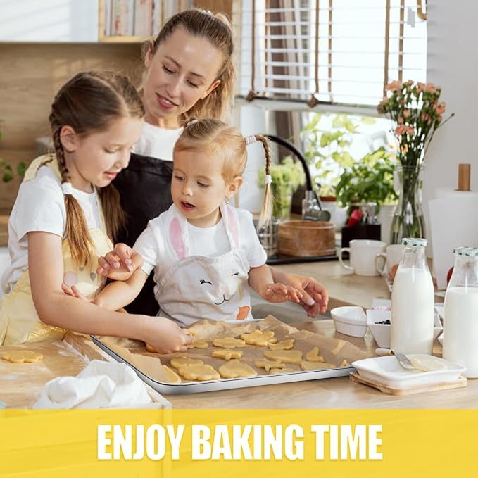 Terlulu Baking Sheet, Cookie Sheet, Stainless Steel Baking Pan, 2 Piece-16''x 12'' x 1'', Sheet Pan for Oven, Jelly Roll Pan, Baking Tray for Baking&Roasting, Nonstick&Nontoxic&Easy Clean