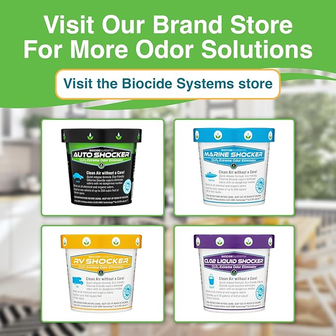 Biocide Systems Room Shocker Strong Odor Eliminator for Home & Office, Eco-Friendly Chlorine Dioxide Odor Bomb for House Interior Up to 400 Square Feet of Floor Space (Single Pack)