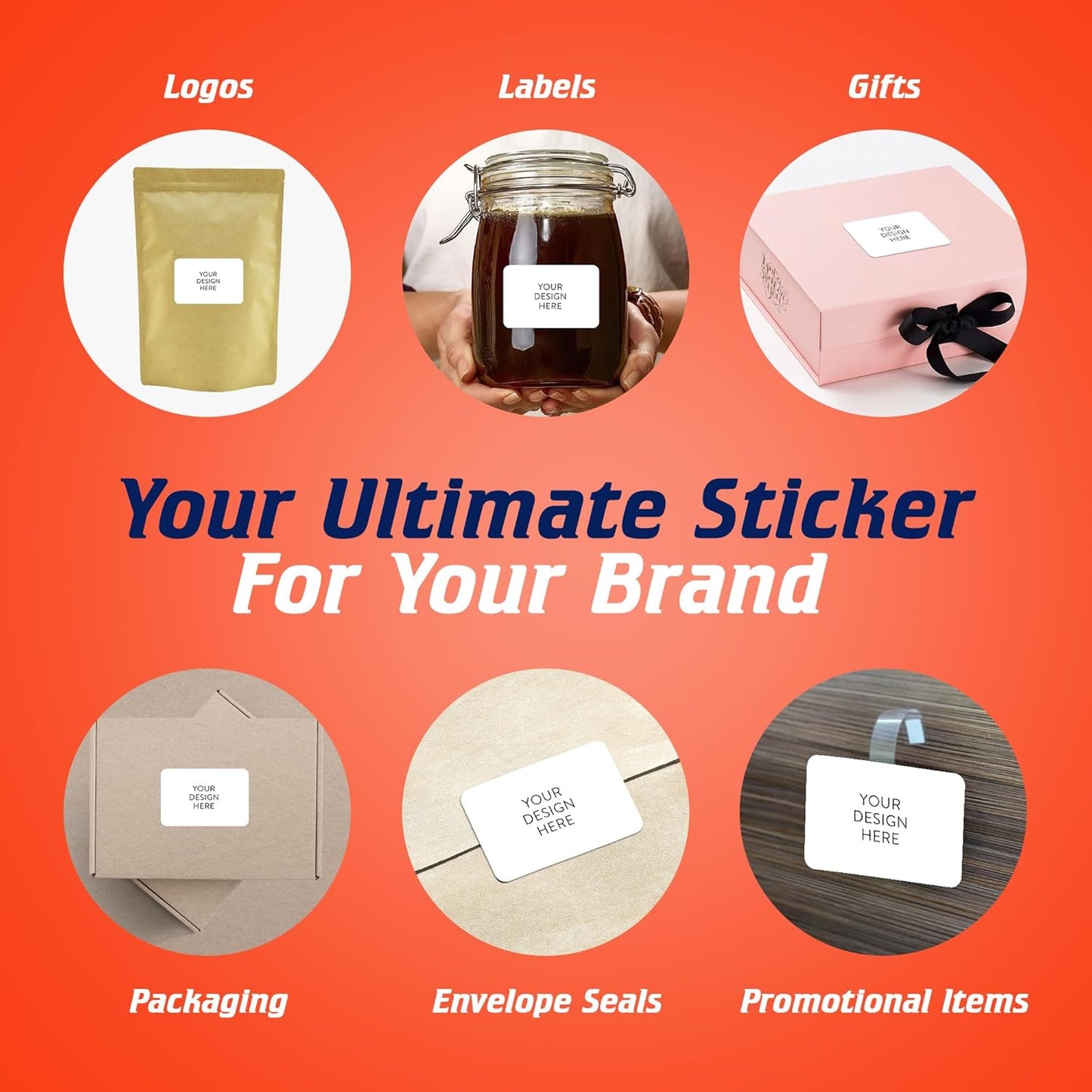 5-1000 Custom Vinyl Stickers - Upload Your own Image, Text, Design, Logo - Personalized Logo Labels for Handmade, Packaging, Bottle, Jars, Candle, Brand Stickers (White, 5x3)