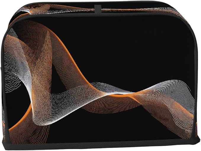 4 Slice Toaster Cover,Abstract Glowing Spiral Lines On Black Small Kitchen Appliance Bread Machine Cover with Pockets,Dust & Fingerprint Protection