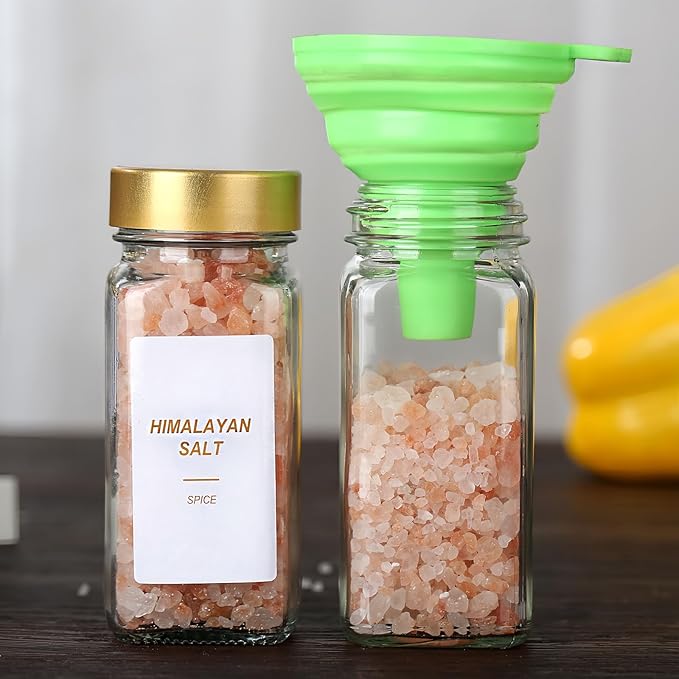 Glass Spice Jars with Label, 48 Pcs Spice Jars with Shaker Lids-4 oz Gold Spice Seasoning Jars Bottles Containers Set for Spice Rack (48)
