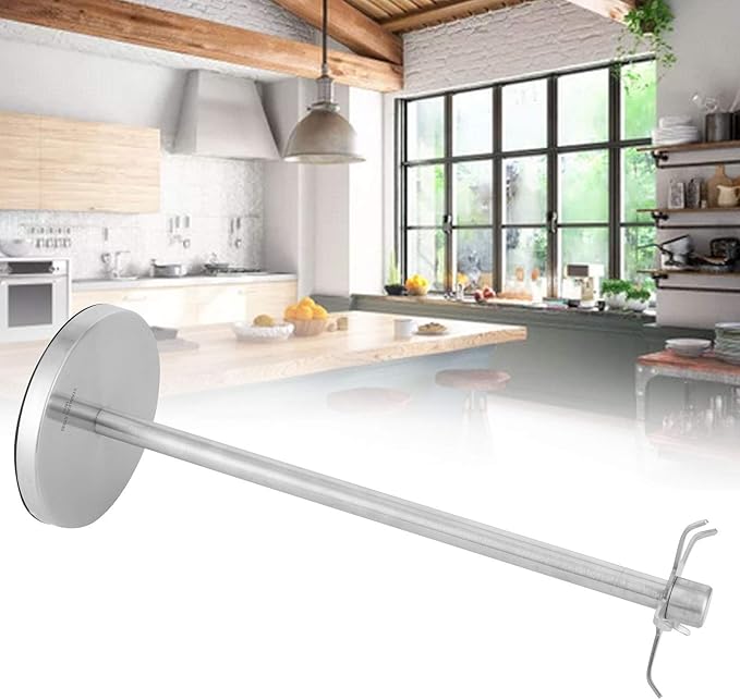 Utensil Rack, 360 Degree Rotating Kitchen Organizer Silver Space Saving Hanging Spatula Spoon Soup Ladle Holder with 5 Hooks for Home Countertop Cooking Utensil Holder