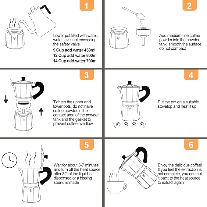 Aluminum 14 Cup 700ml Moka Pot Express Coffee Maker Stovetop Espresso Percolator Coffeemaker Italian Classic Style Brewing Greca Cafe Mocha Machine for Cafeteras Lover Camping Travel and Home Use 24oz