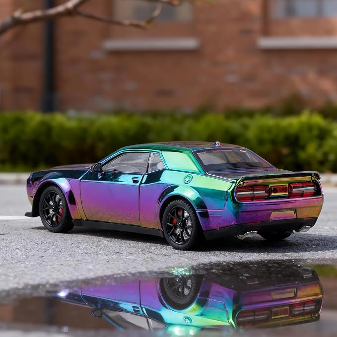 Car Toys for Boys 1/24 Diecast Cars Hellcat SRT Collectibles Model Kit,Pull Back Metal Toy Car with Lights and Sounds,Toy Cars for Boys Age 4-7(Gradient Purple)