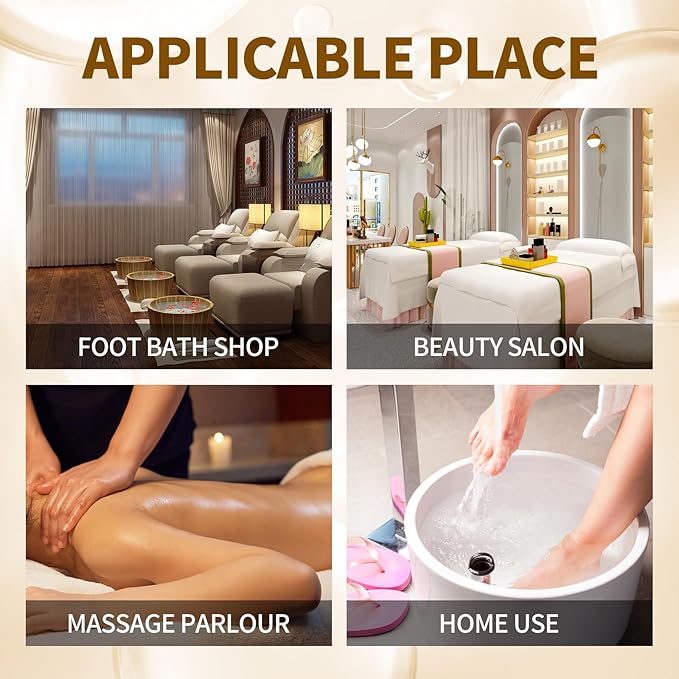 Pedicure Kit Foot Soak Set: Bubble Salt, Sugar Scrub, Massage Mask, Massage Lotion in a Box, 4 Step Foot Spa Kit for Dry Feet,Tired Feet(3 Set Golden petals)