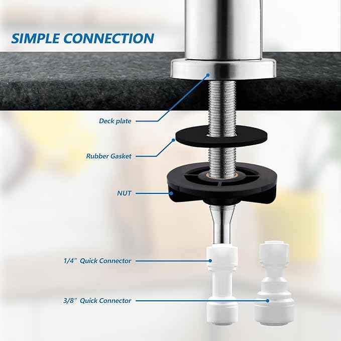 WEWE Drinking Water Faucet for Kitchen Sink, Kitchen Water Filter Faucet Stainless Steel for Reverse Osmosis or Water Filtration System Beverage Non-Air Gap RO Faucet Brushed Nickel Finish