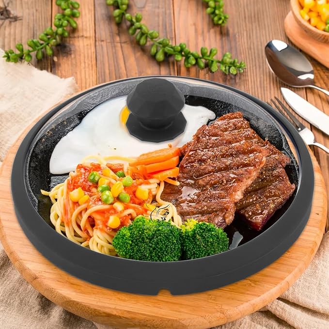 Microwave Glass Cover Splatter Guard Lid with Anti-scald Silicone Handles and Vented Edge for Food Pot Plate Cover 10.5 inch Diameter Black Height 3.35 inches