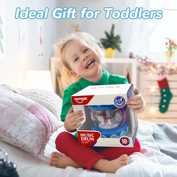 Baby Girl Toys Hand Drum Baby Rotating Musical Light Up Sensory Activity Crawling Toys 2 3+ Year Old Infant Girls Toy Gifts (Blue)