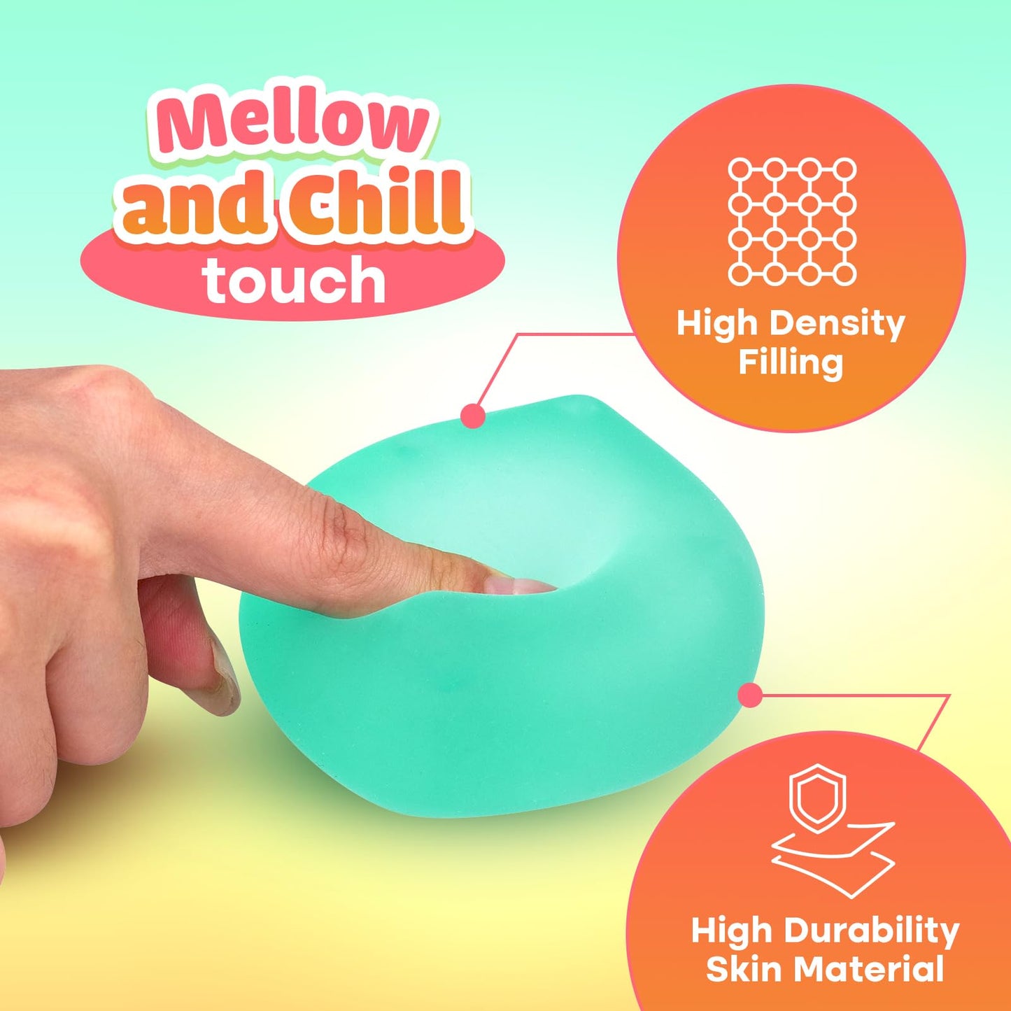 Fidget Toy Stress Cube 6 Pack - Squishy Fidget Toys for Relaxation, High Density Gel Filled, Fidgets for Classroom, Sensory Calming Toys for Kids Adults Children Teens