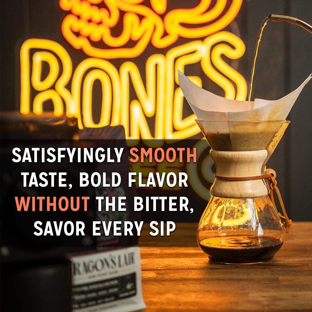 Bones Coffee Company Berry Chocolate Stardust, Berries and White Chocolate Flavored Coffee, Medium Roast Low Acid Arabica Beans For Auto drip and French Press Coffee Maker, 12 Oz Ground