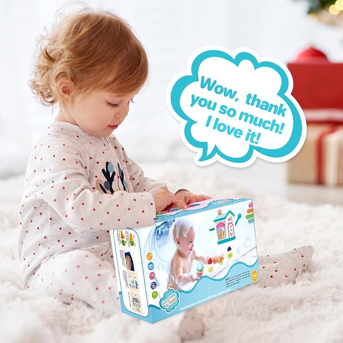 Gretex Toddler Bath Toys for 3 4 5 6 7 8 Years Old Girls, Bubble Ice Cream Maker Bath Toy, Shower Toys, Toddler Bath Toys Age 2-4, Bathtub Bubble Machine, Toy for 3 4 5 6 7 8 Years Old Boys Girls