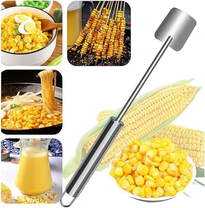 2 Packs Corn Peeler for Corn on the Cob, 2025 Upgraded Corn Stripper for Corn on the Cob, Long Handle Stainless Steel Corn Stripping Tool for Home Kitchen, Easy Clean Corn Cob Peeler as Gift for Women