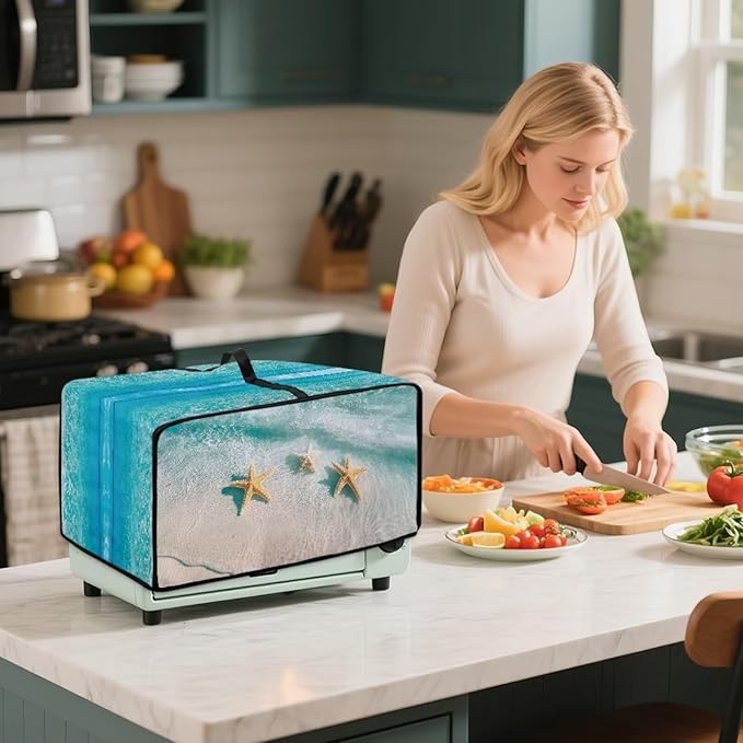 Convection Oven Cover Kitchen Countertop Appliance Covers Washable Convection Microwave Oven Protector 18.5 x 22.5 x 13 inches, L, Beach Starfish Hawaii