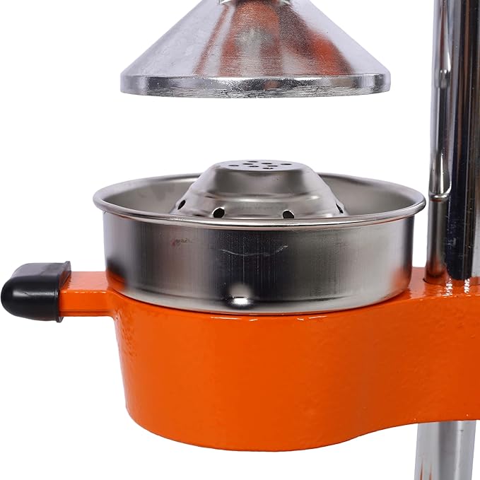 【Cast Iron Citrus Juicer】Commercial Grade Manual Orange Juicer, Heavy Duty Hand Press Juicer for Orange Lemon Lime, Extra Large Countertop Juice Squeezer, Easy Clean (Orange)