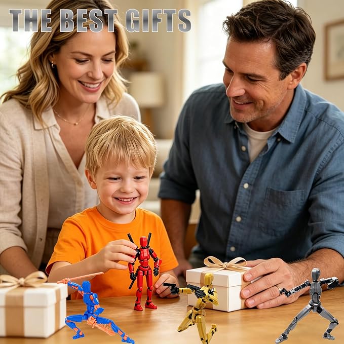 4 Packs T13 Action Figure Set (Assembly Completed), 3D Printed Multi-Jointed Movable Dummy 13,Titan13 Action Figure, Action Figure Desktop Decorations for Game Lovers Toy, Christmas Birthday Gift
