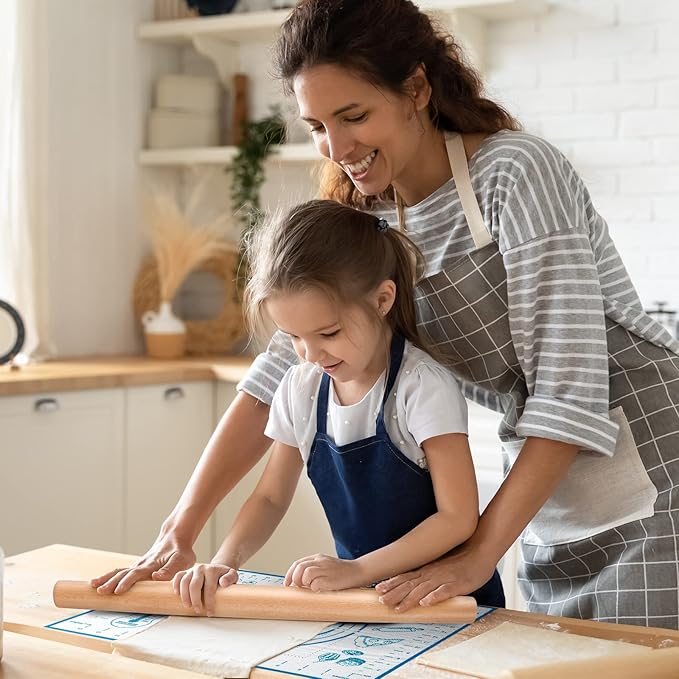Silicone Baking Mat with Measurements, Pastry Mat for Rolling Dough, Fondant Mat Sheet for Pizza and Cookies, Pie Crust, Oven Liner, Counter Mat, 24''(W)32''(L) Blue