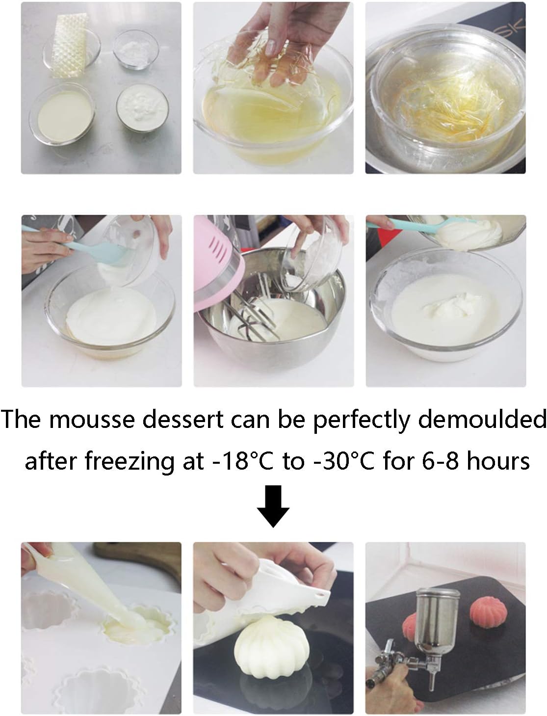 OCPO KITCHEN Cloud Silicone Mold for Baking Mousse Cake, Dessert, Pastry, Ice Cream, Pudding, Jelly, Cake Decoration Mold, Cloud Shape (6-Cavity)