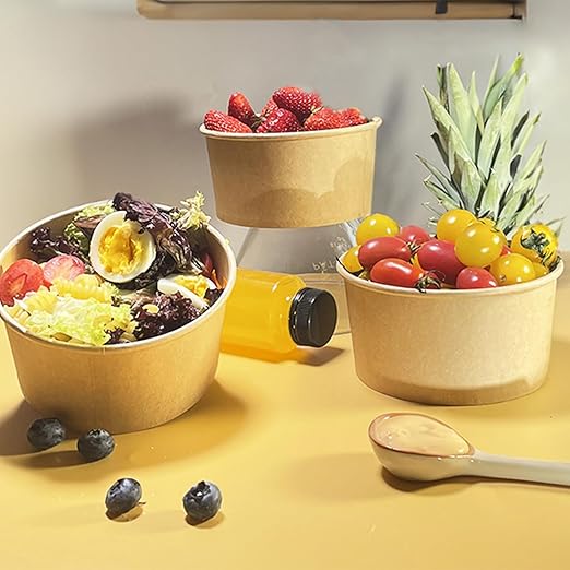 80 Pcs 30 Oz Large Paper Bowls【WITHOUT LIDS】 Disposable Soup Bowls Bulk Plastic Free Party Supplies for Hot/Cold Food, Soup (30 OZ)