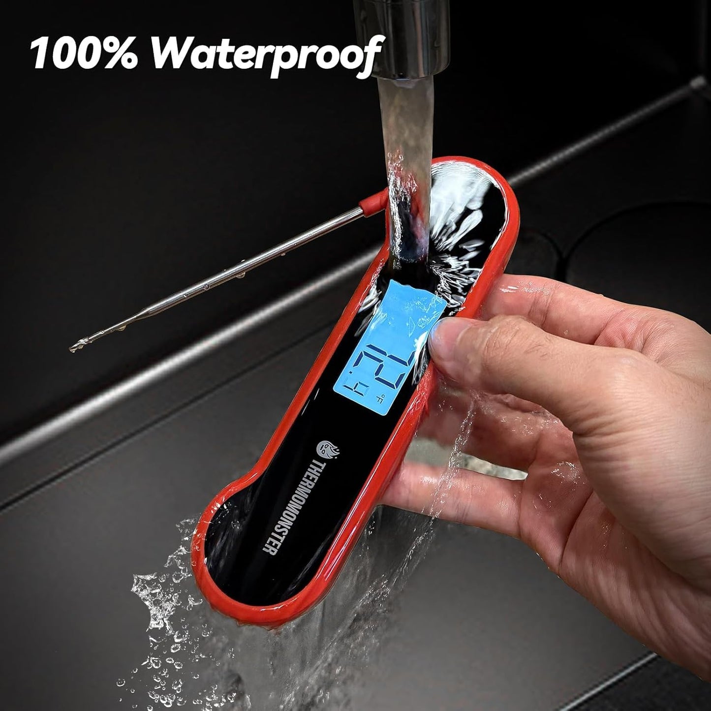0.5 Sec Instant Read Meat Thermometer Digital with ±0.5℉ Precision, Food Thermometer for Cooking Kitchen Gadgets, Oven Grill Candy BBQ Essentials Accessories, Gifts for Him Dad Men Birthday, Red
