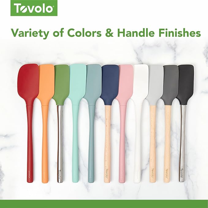 Tovolo Flex Core 5 Piece Silicone Spatula Set Heat Resistant All Silicone Utensils Include Non Stick Spatula Spoonula Jar Scraper, Dishwasher Safe BPA Free Spatulas for Baking Mixing, Apricot Orange