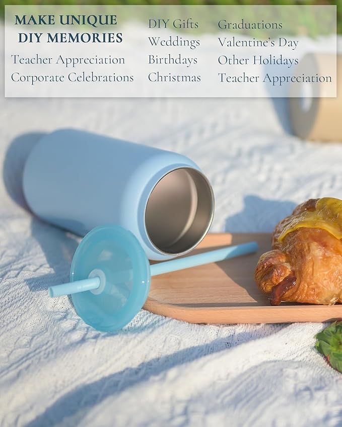 Glass Cups With Lids and Straws, 16oz Stainless Steel Drinking Vessels for Beer, Iced Coffee, Smoothies - White (Textured Matte Finish, Not Sublimatable)
