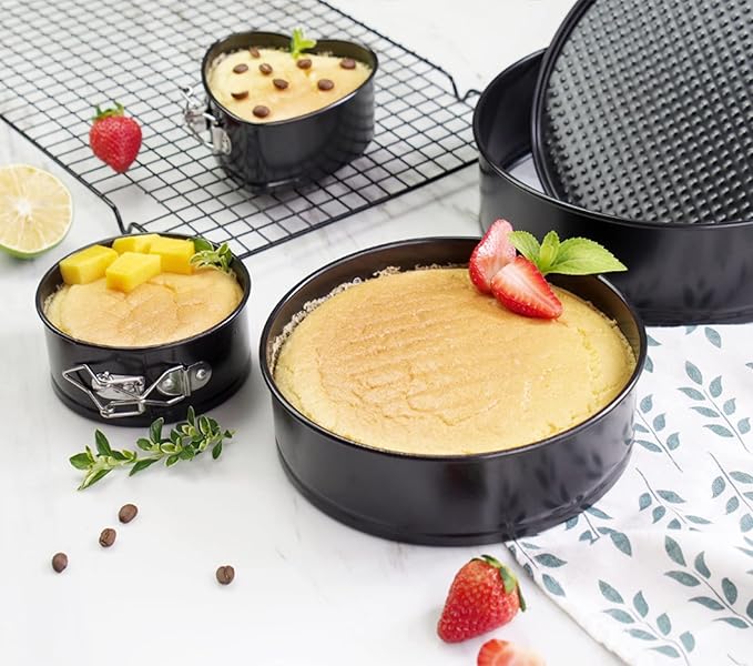 Cake Tin, Non-Stick Cake Mould, Baking Tools Baking Mold,Cake Mould,Baking Cake Ring Non-Stick Removable Bottom Cake Pan Set Bake Mould with Lock Bakeware Cake Molds 1Set 4-7Inch pan (Color : 4-7inch)