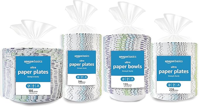 Amazon Basics Ultra Paper Plates, 10 Inch, Disposable, 44 Count