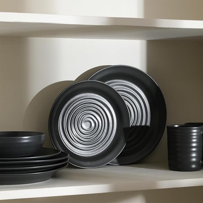 Stone Lain Orbit 16-Piece Dinnerware Set Stoneware, Charcoal