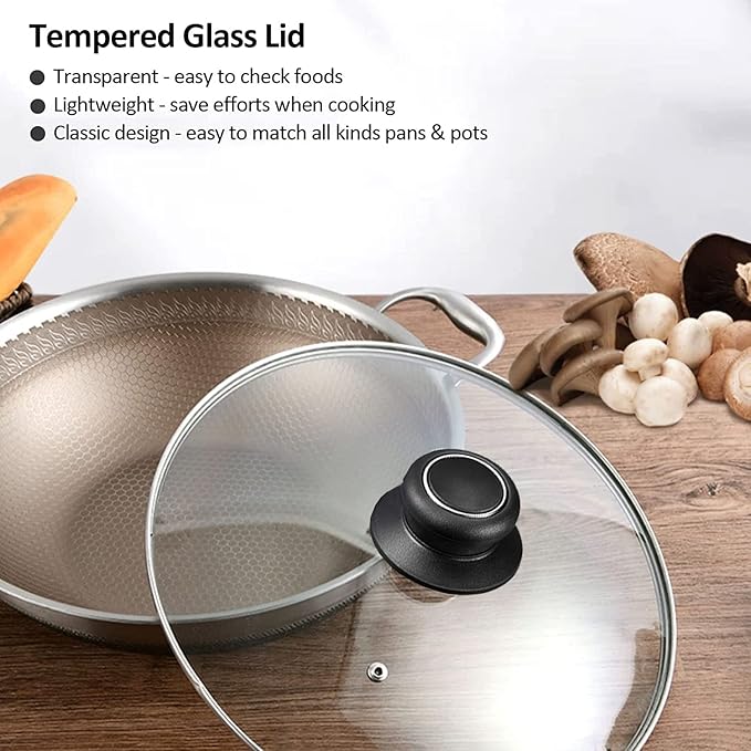10 Inch Pan Lid 10" Tempered Glass Lid for Frying Pan, Skillets, Pans, Pots and Wok, Heat Resistant Handle