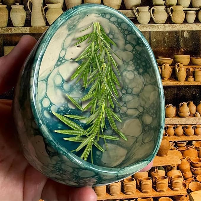 Premium Herb Stripper Bowl,2025 New Pottery Herb Stripper Bowl With Various Hole Sizes,Efficient Herb Peeling Cup For Salads Cooking,Pottery Kitchen Tool For Meal Prep (White)