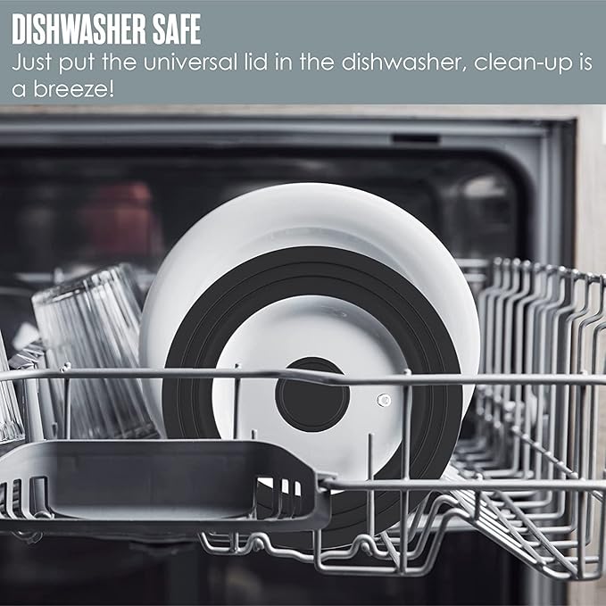 Universal Lids for Pots, Pans & Skillets - Fits 7", 8" & 9" Diameter, 10", 11" & 12" Diameter Cookware, Tempered Glass with High Heat Resistant Silicone Rim, Dishwasher Safe (2 Pack)