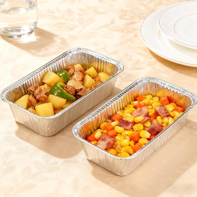 Findful 50 Pack Loaf Pans,2 LB Disposable Aluminum Foil Loaf Pans, 8.5"x4.5"x2.5" Heavy Duty Aluminum Foil Bread Tins Perfect for Banana Bread, Cakes & Meatloaf,Non-Stick, Even Baking, Easy Release