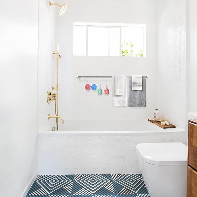 Adjustable Single Bath Towel Bar 23.6 to 42 Inch, ZUEXT Brush Nickel Finished Stainless Steel Towel Holder, Expandable Wall Mounted Towel Rail for Bathroom Kitchen Washroom,1" Tube Towel Rail Racks