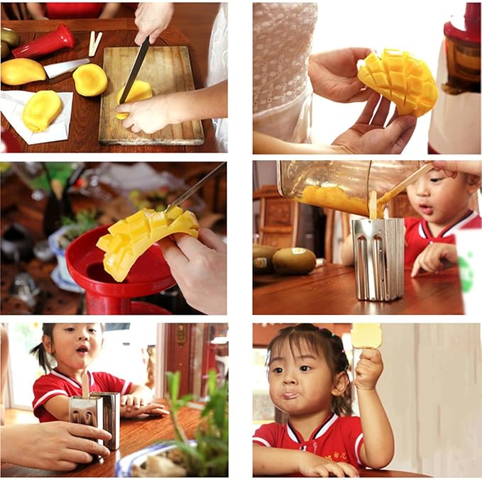 Set of 6 Stainless Steel Popsicle Molds Kit, Metal Popsicle Moulds,Homemade Ice Treat Makerwith 50 Wooden Sticks and 6 Silicone Seals and 20 Pop Bags,Cleaning Brush(Watermelon)