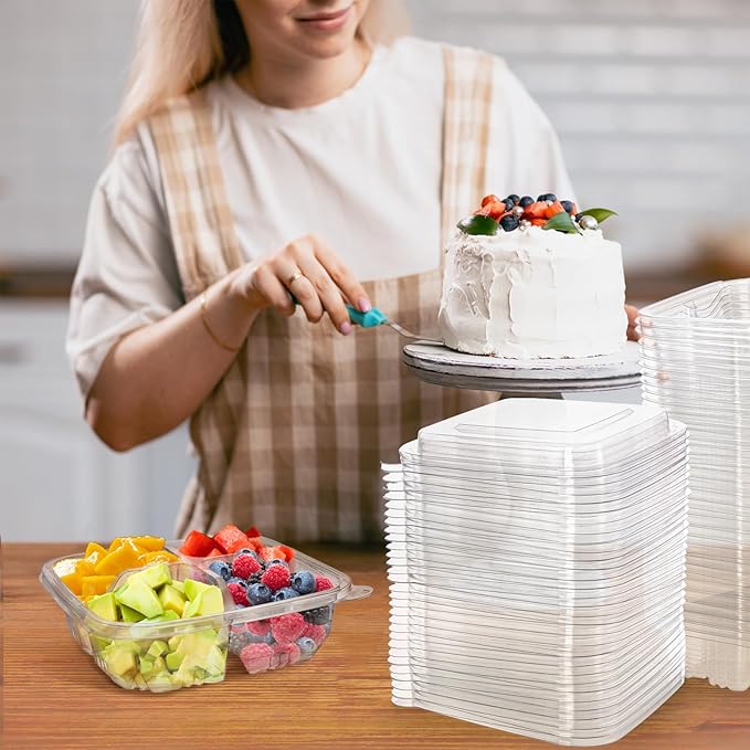 Peohud 50 Pack Clear Bento Snack Containers, 4 Compartment Food Storage Containers, Reusable Meal Prep Containers, Plastic Divided Bento Boxes with Lids for Lunch, Work, Travel