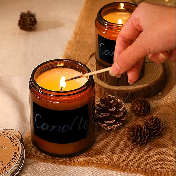QAPPDA 8oz Amber Candle Jars Set of 30,Round Glass Jars with Black Lids,Empty 250ml Glass Candle Making Jar Bulk Thick Small Food Storage Jar for Spice,Candy,Powder