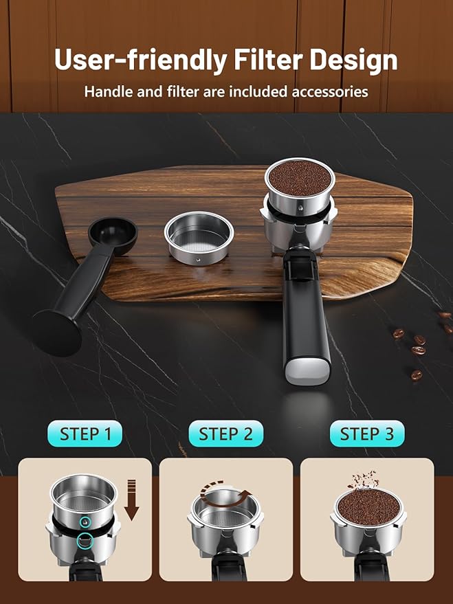 RELEXNOW Espresso Machine, 20 Bar Espresso Maker Milk Frother & LCD Panel, Hot & Iced with Rapid Cold Brew, Stainless Steel Espresso Coffee Machine with 41oz Water Tank for Cappuccino, Latte