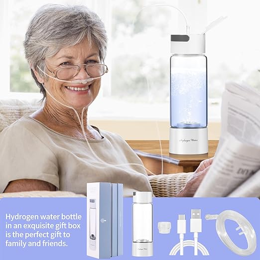 New Upgraded Version Hydrogen Water Bottle,Hydrogen Water Bottle Generator,Portable H2 Rich Water Cup,Your Perfect Partner for a Health-Conscious Lifestyle Glass 380ml (White)