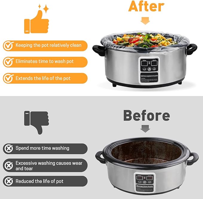30 Pack Slow Cooker Liners, Large Size 13"x 21" Cooking Bags Disposable Pot Liners, Plastic Slow Cooker Bags Fits 3-8 Quarts, BPA Free, Suitable for Oval & Round Pot