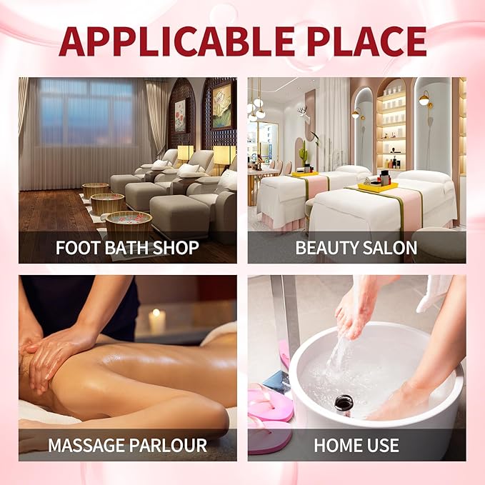 Pedicure Kit Foot Soak Set: Bubble Salt, Sugar Scrub, Massage Mask, Massage Lotion in a Box, 4 Step Foot Spa Kit for Dry Feet,Tired Feet(3 Set Pomegranate)