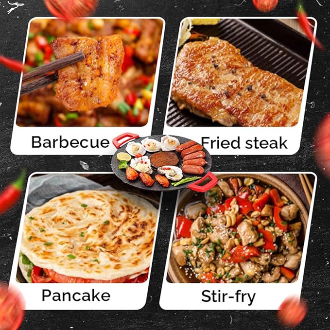 Indoor Smokeless Electric Griddle, 2026 Upgraded 1500w Portable Electric Korean BBQ Grill, Non-stick Round Grill Pan for BBQ, Tortillas, Steaks, Burgers, Pancakes (11.8in)