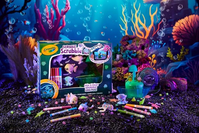 Crayola Scribble Scrubbie Glow Lagoon Pets, Sea Animal Toys, Gifts for for Boys & Girls, 3+