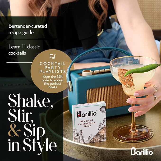 Barillio Bartender Kit – 23-Piece Stainless-Steel Cocktail Shaker Set with Premium Acacia Stand | Martini Barware Mixing Tools for Home Bartending | Gift Set